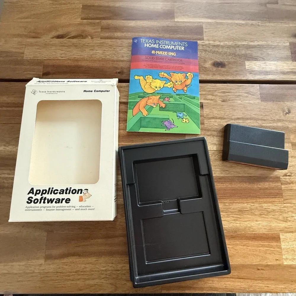 Texas Instruments A-MAZE-ING Game Cartridge for TI99/4A Complete In Box 1982 CIB